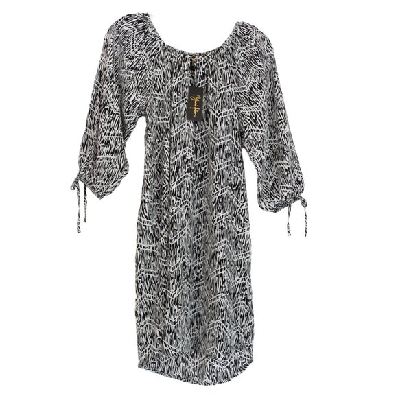 Yumi Kim 100% Silk Sheath Dress Zebra Black & White Abstract Animal Print (flaw) - Picture 11 of 11